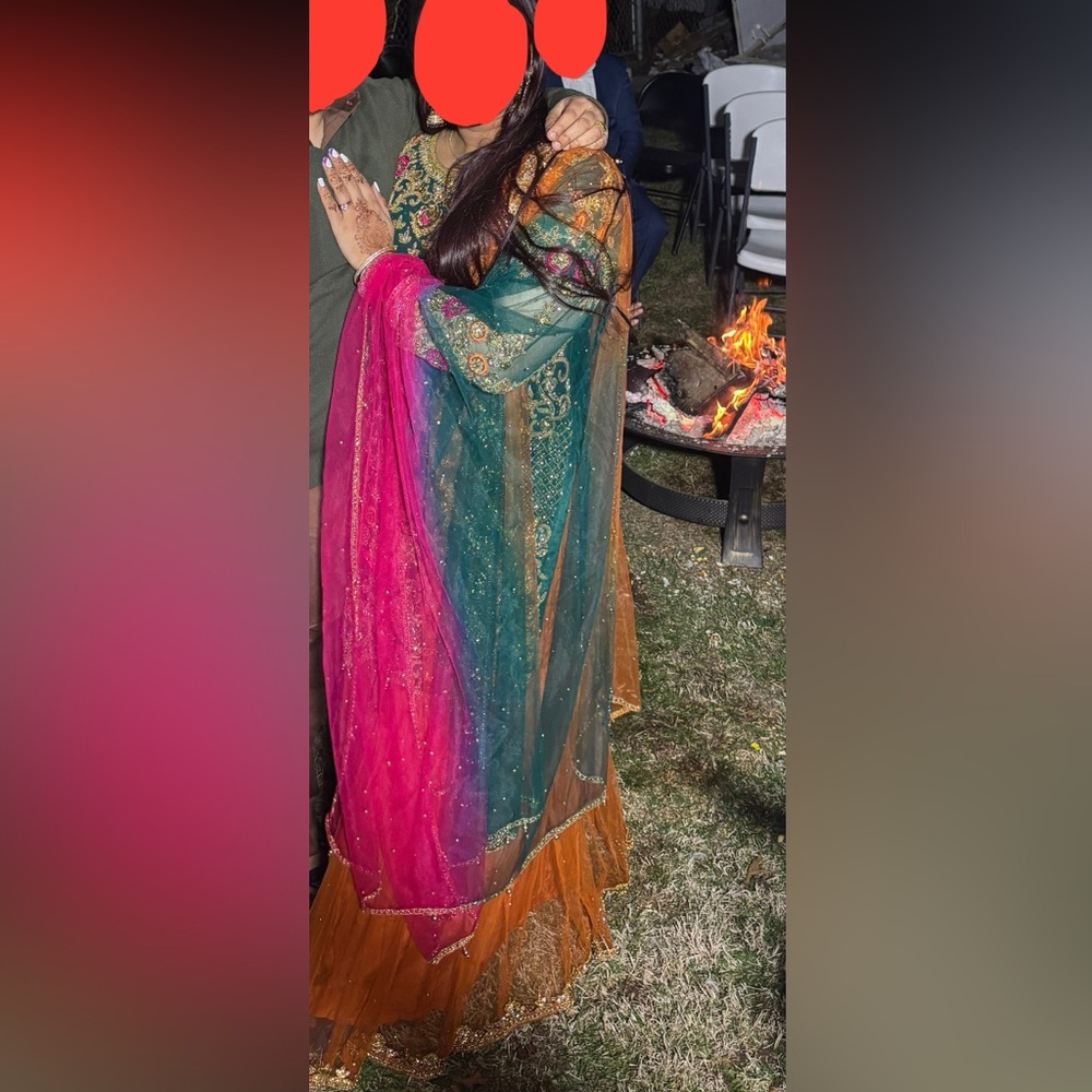 Vibrant heavy long Pakistani/Indian Multicolor Lehenga